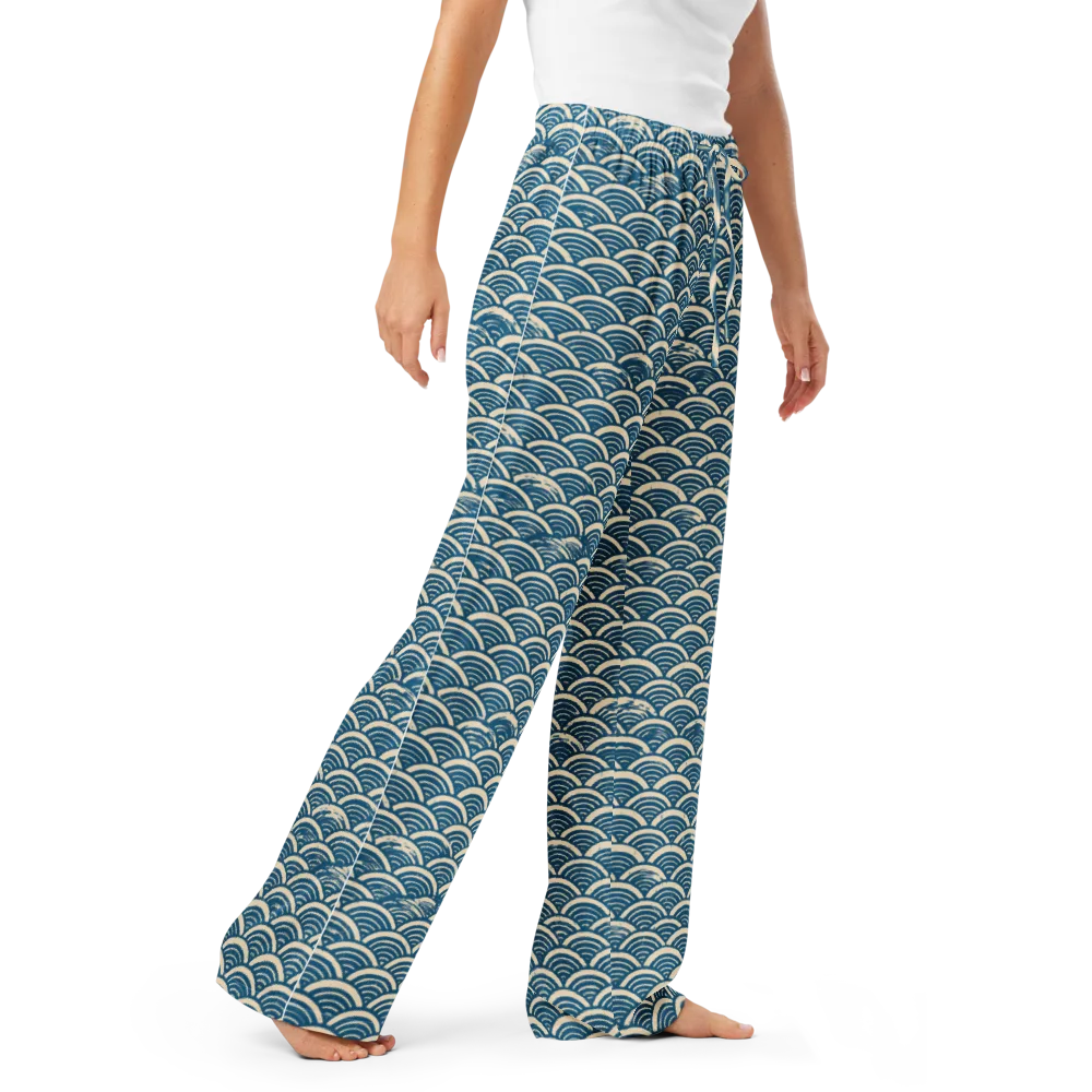 Midnight Wavecrest on Women's Pajama Pants — Right Front
