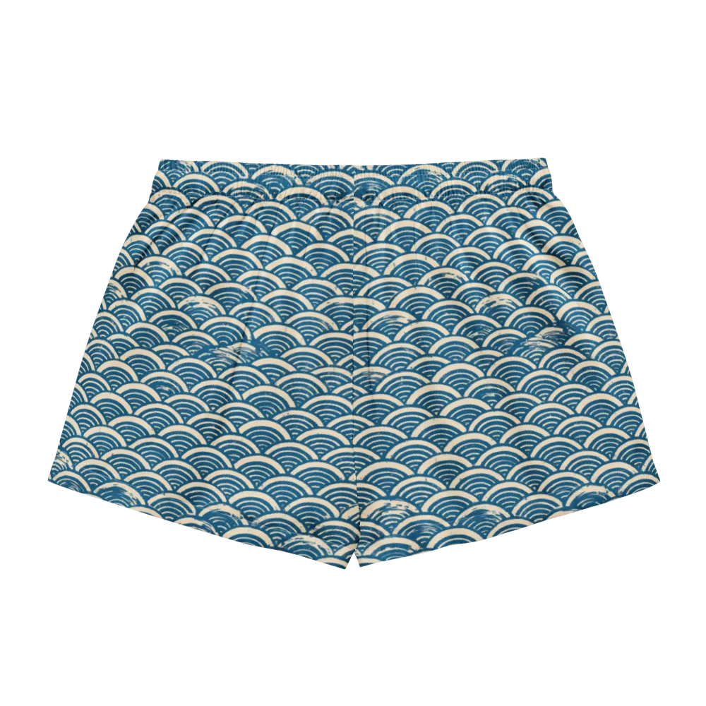 Midnight Wavecrest on Women's Pajama Shorts — Back