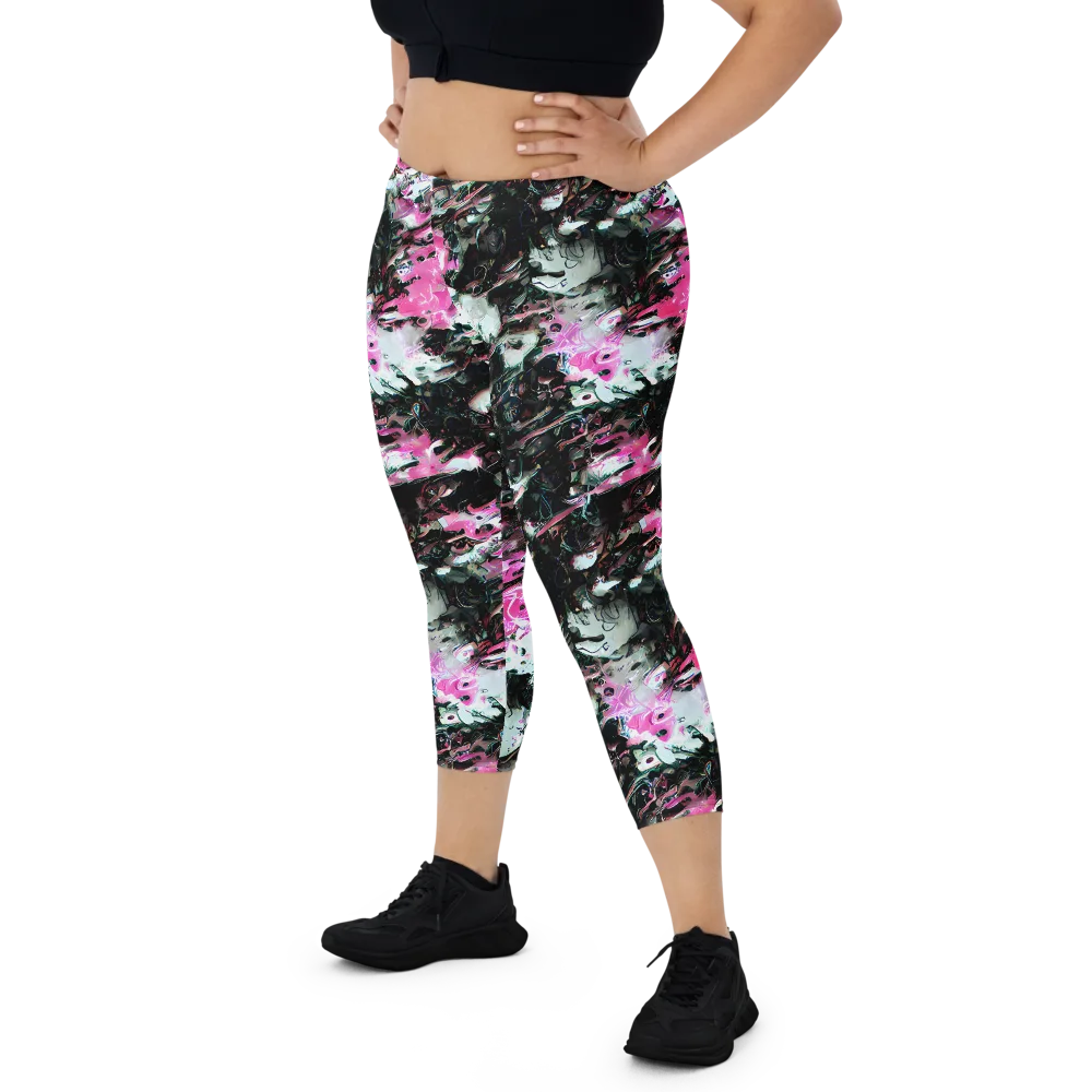 Neon Blackwater on Capri Leggings — Front