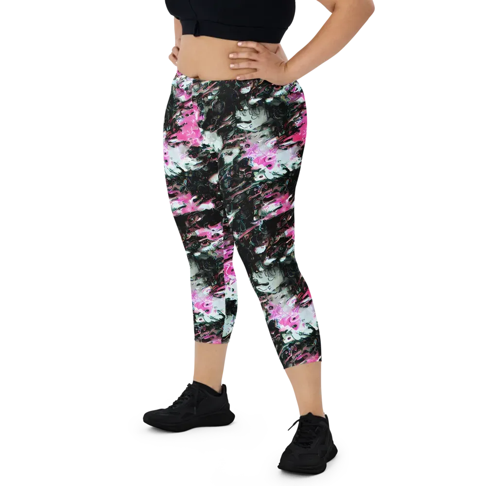 Neon Blackwater on Capri Leggings — Front