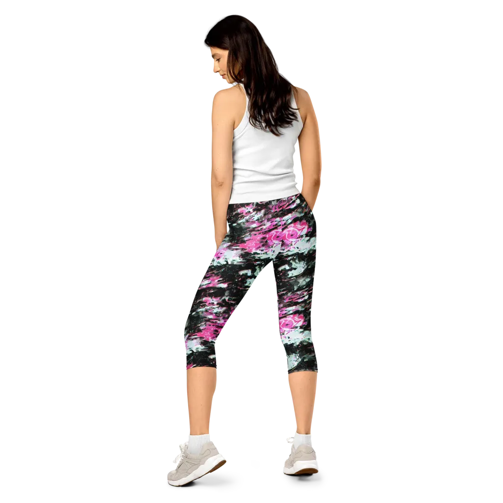 Neon Blackwater on Capri Leggings — Back
