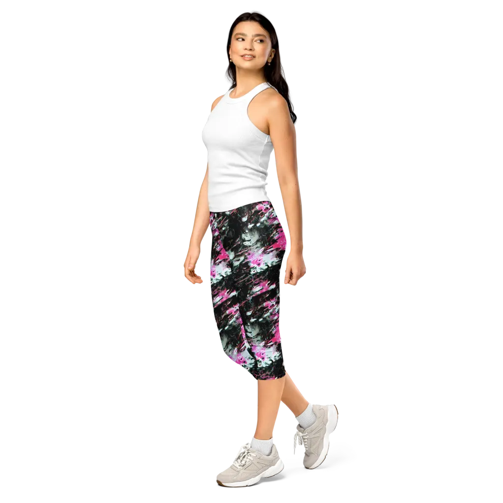 Neon Blackwater on Capri Leggings — Left Front