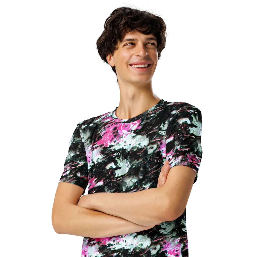 Neon Blackwater on Men's Crew Neck T-Shirt — Left Front