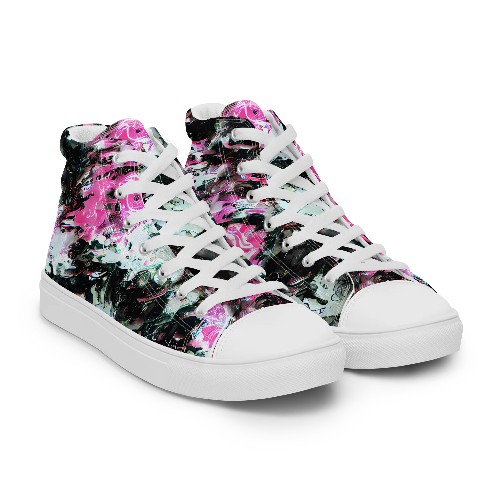 Neon Blackwater on Men's High Top Canvas Shoes — Right Front