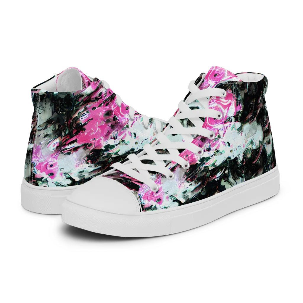 Neon Blackwater on Men's High Top Canvas Shoes — Left