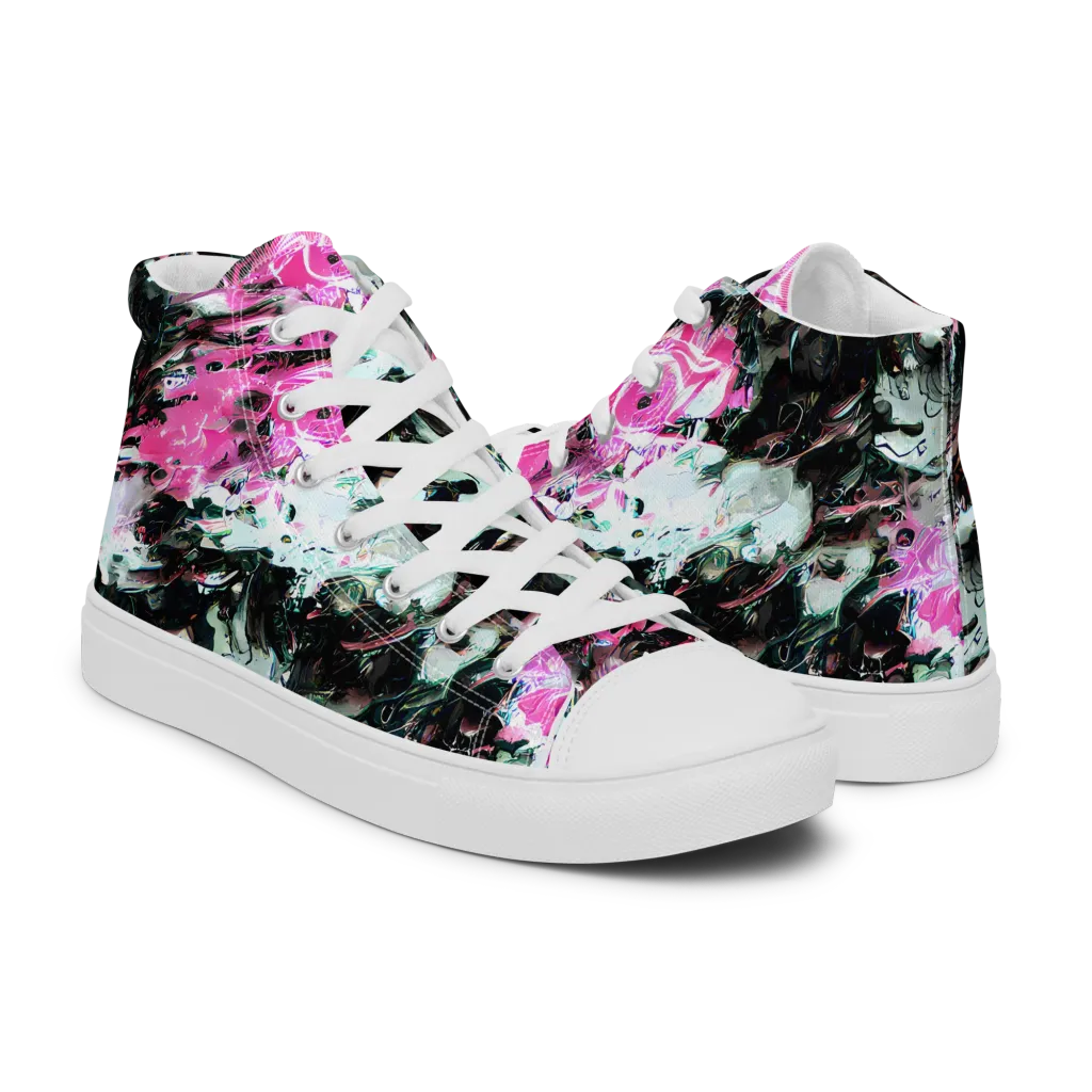 Neon Blackwater on Men's High Top Canvas Shoes — Right