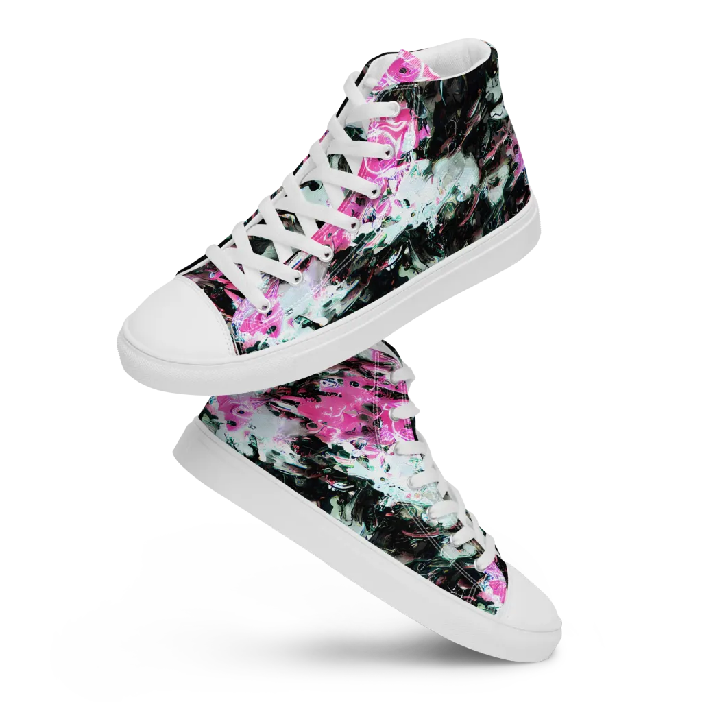 Neon Blackwater on Men's High Top Canvas Shoes — Front