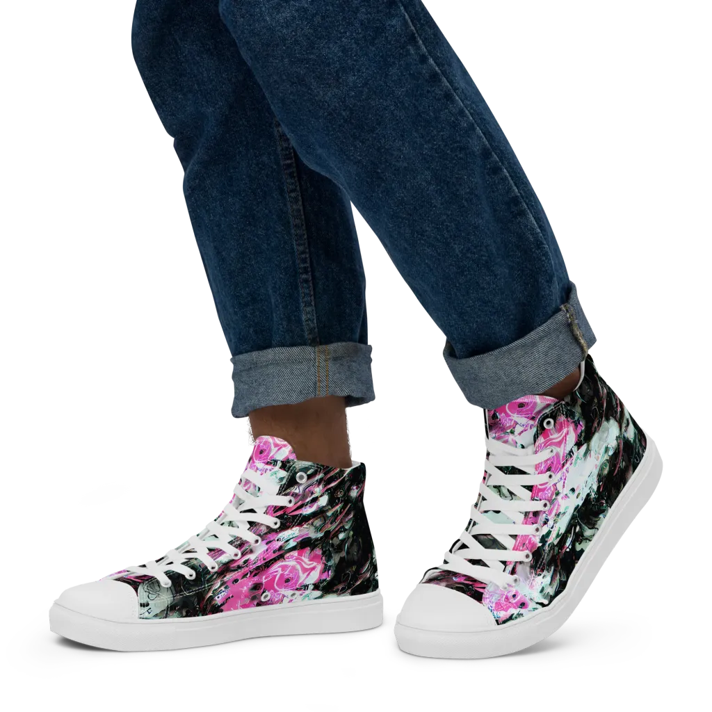 Neon Blackwater on Men's High Top Canvas Shoes — Left