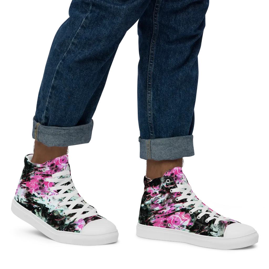 Neon Blackwater on Men's High Top Canvas Shoes — Right