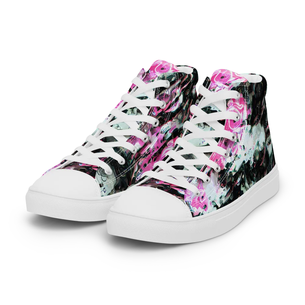 Neon Blackwater on Women's High Top Canvas Shoes — Left Front