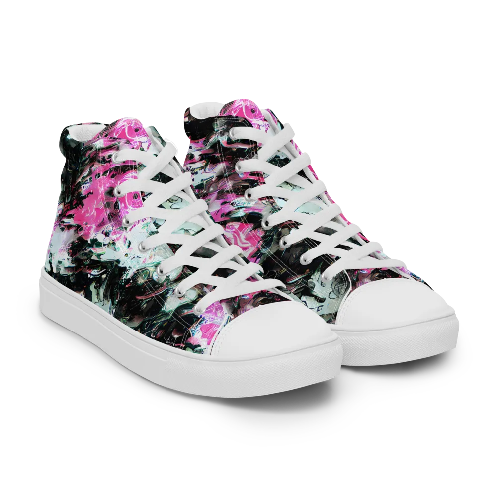 Neon Blackwater on Women's High Top Canvas Shoes — Right Front