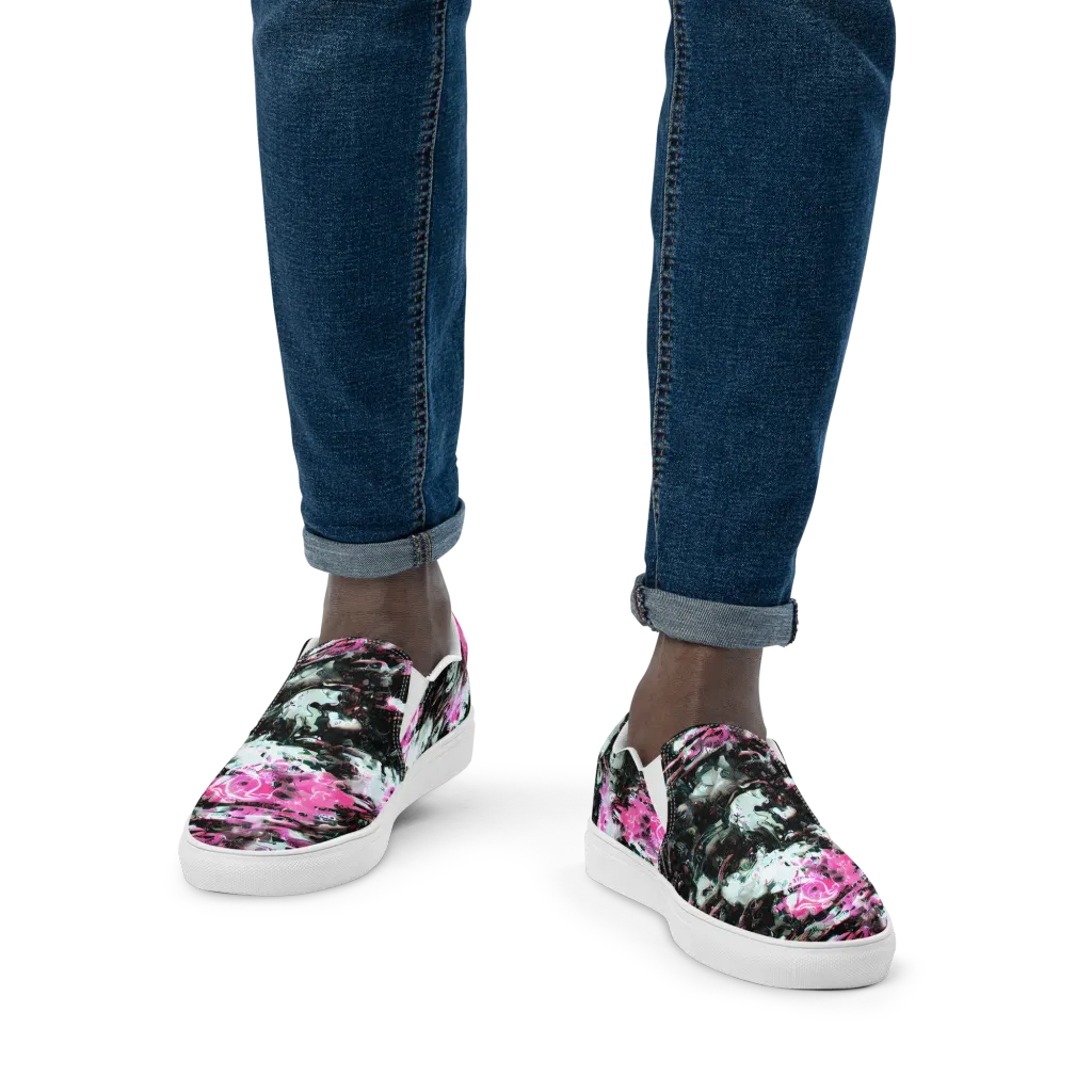 Neon Blackwater on Men's Slip-On Canvas Shoes — Front