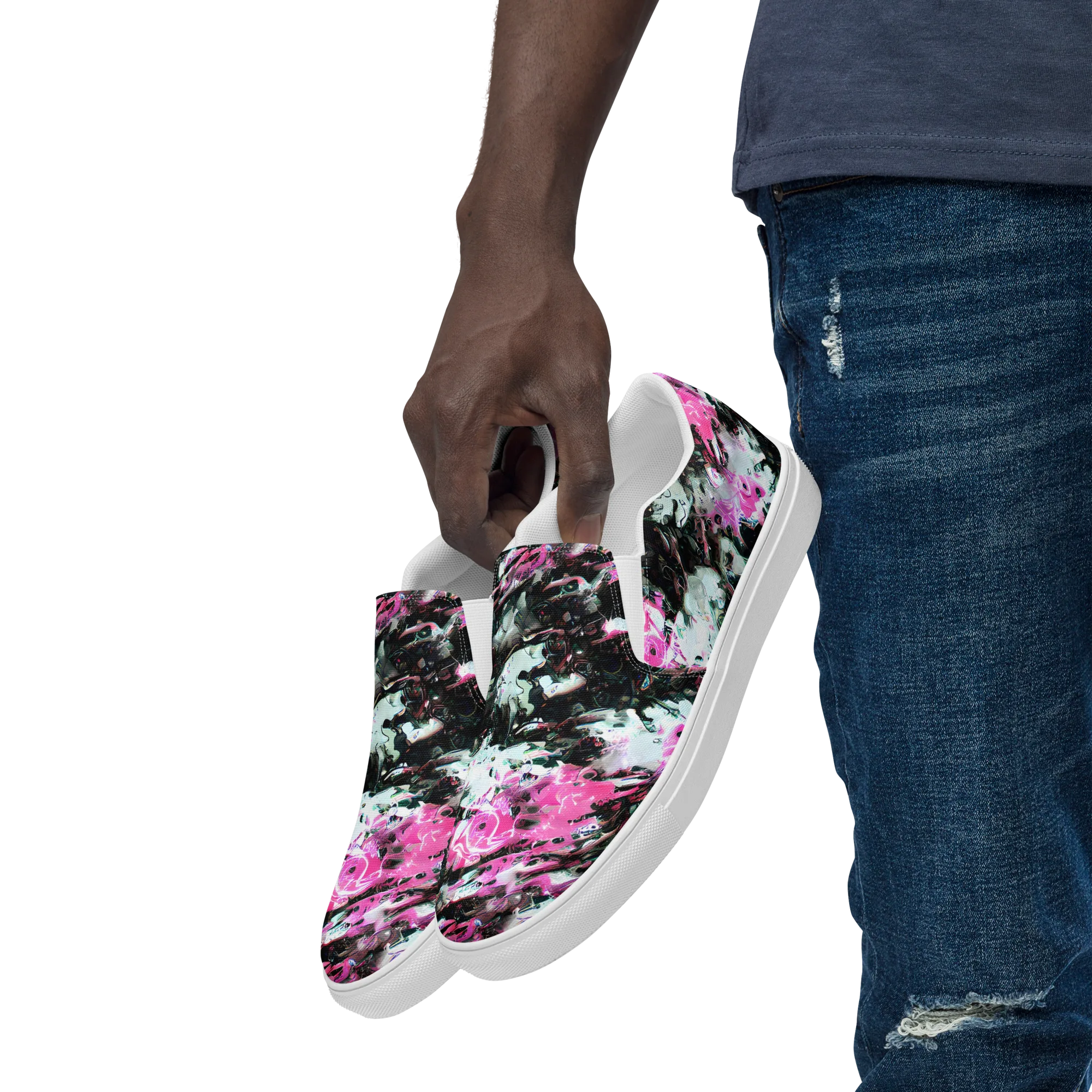 Neon Blackwater on Men's Slip-On Canvas Shoes — Left Front