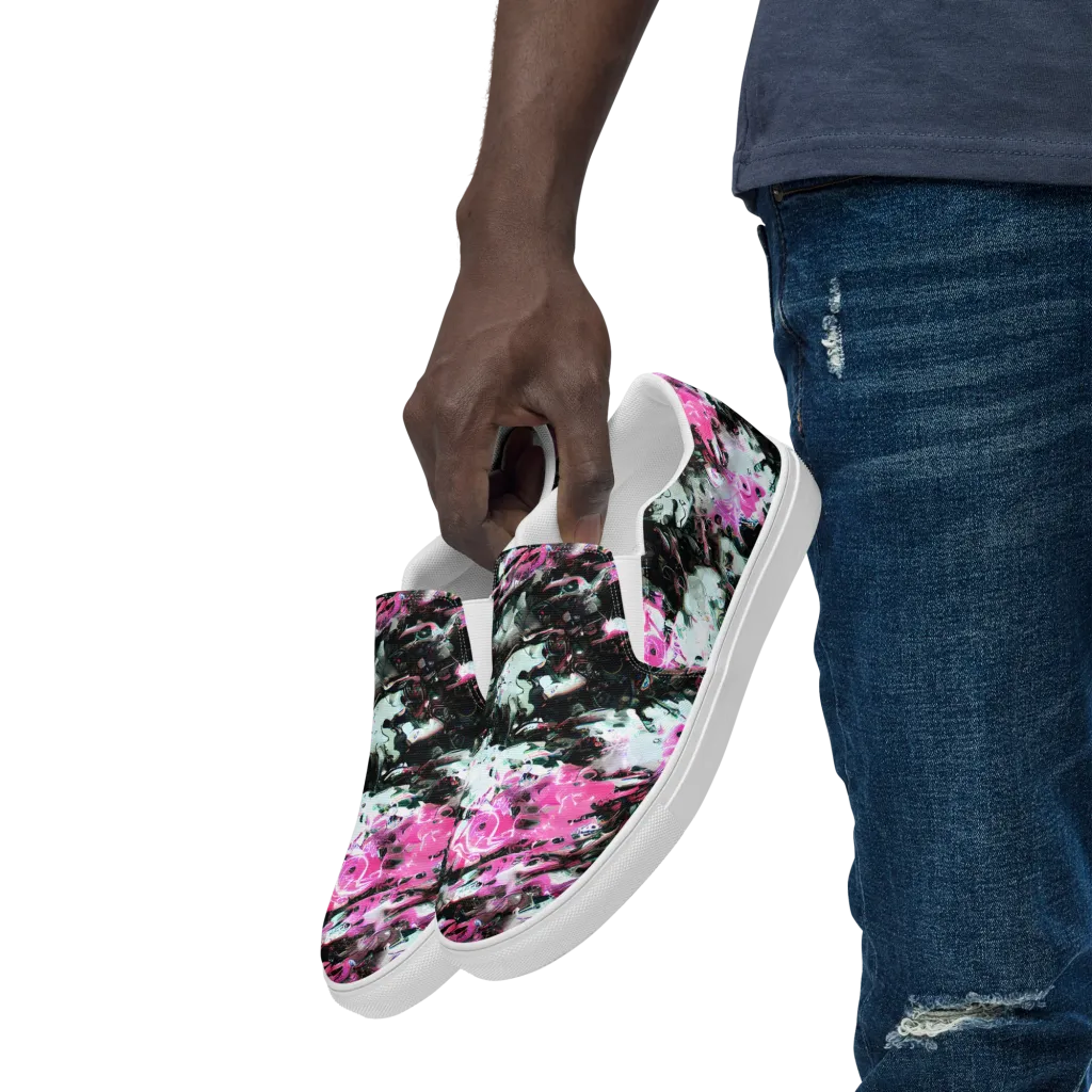 Neon Blackwater on Men's Slip-On Canvas Shoes — Left Front