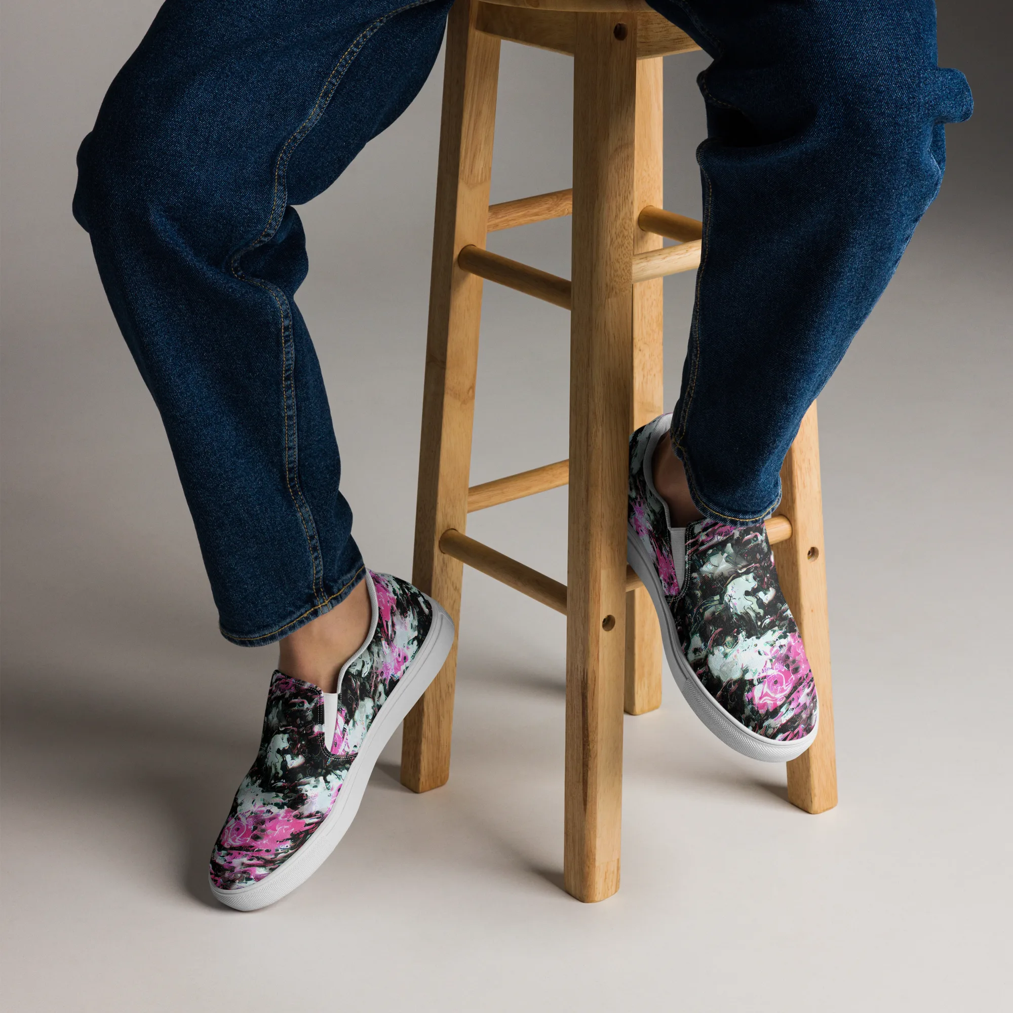 Neon Blackwater on Men's Slip-On Canvas Shoes — Front