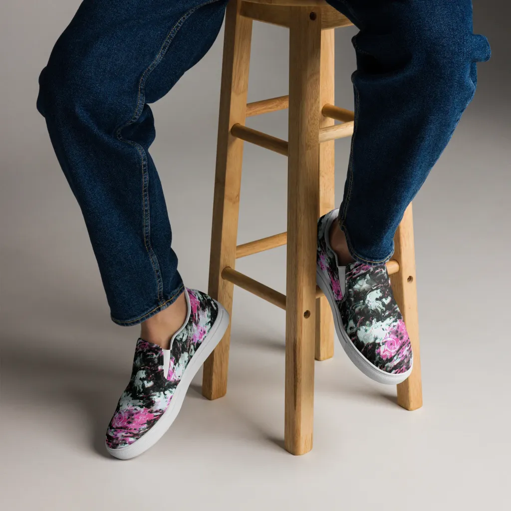 Neon Blackwater on Men's Slip-On Canvas Shoes — Front