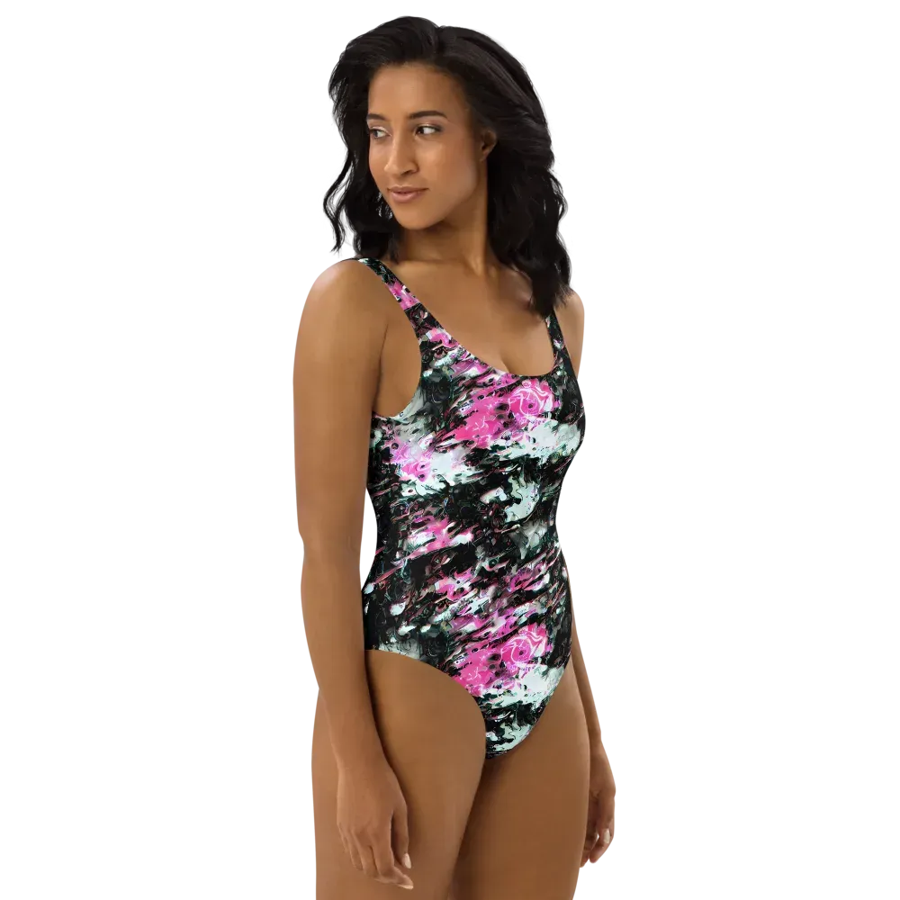 Neon Blackwater on One-Piece Swimsuit — Right