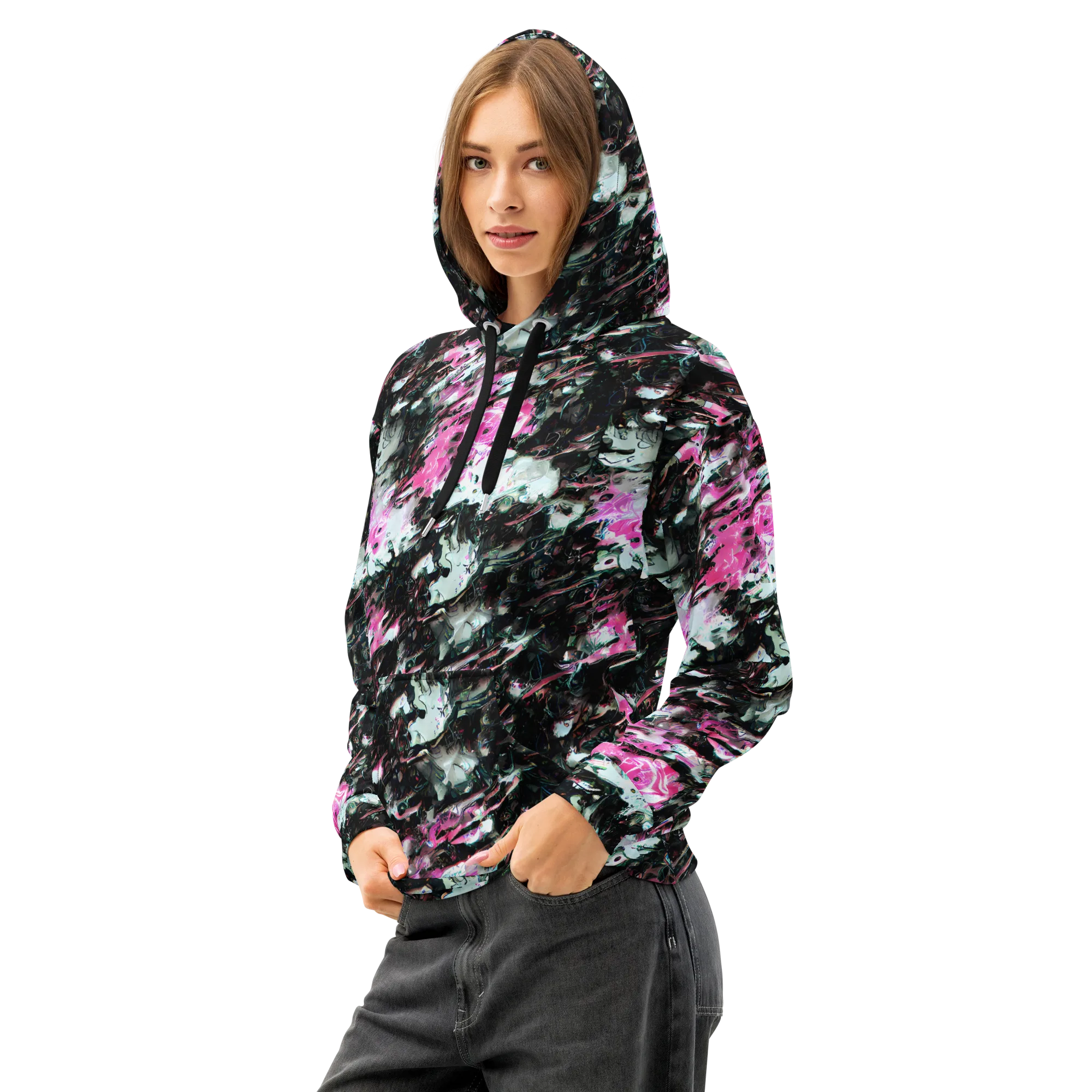 Neon Blackwater on Cotton Hoodie — Left Front