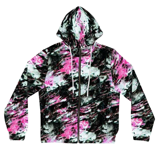 Neon Blackwater on a Women's Full-Zip Hoodie