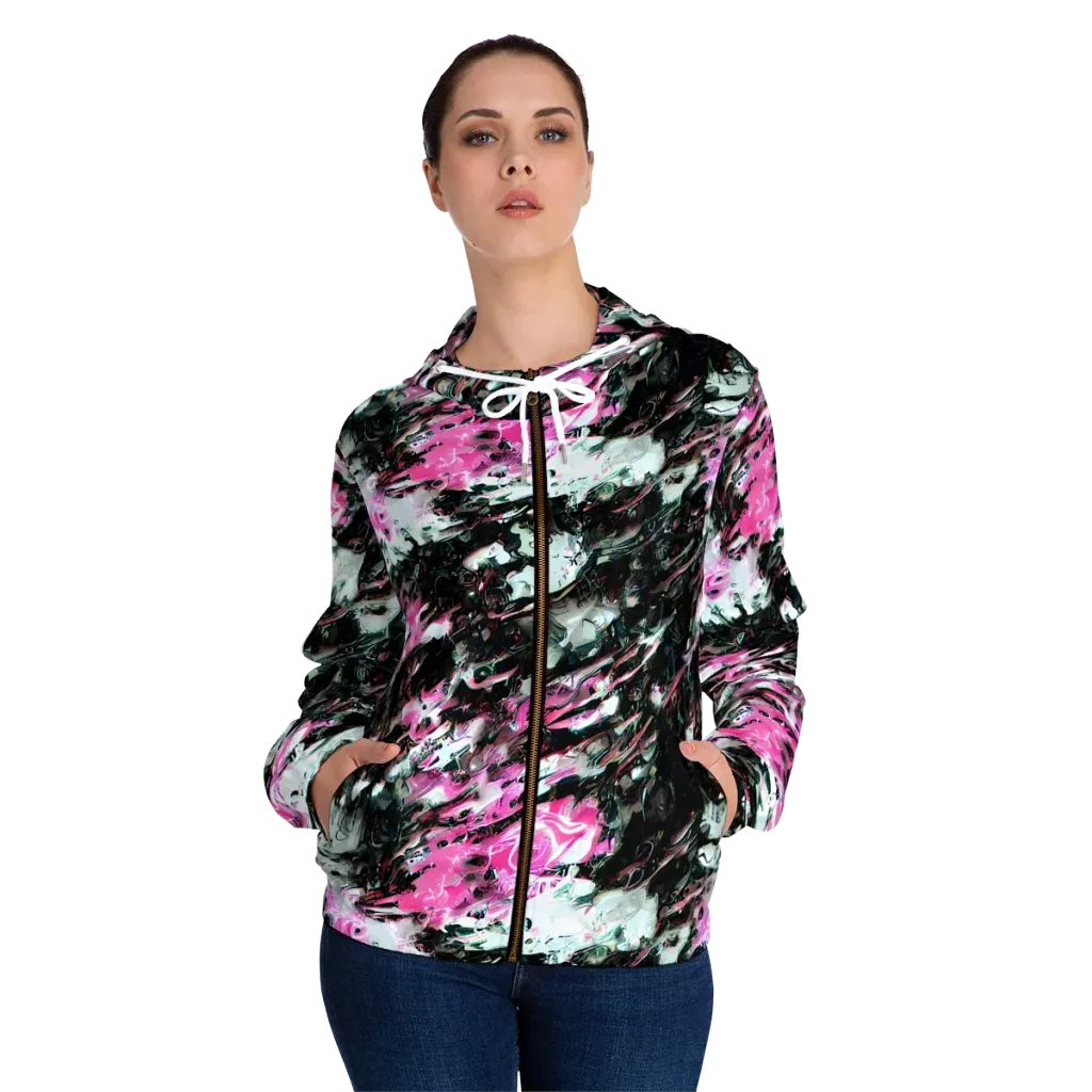 Neon Blackwater on Women's Full-Zip Hoodie — Front On Person