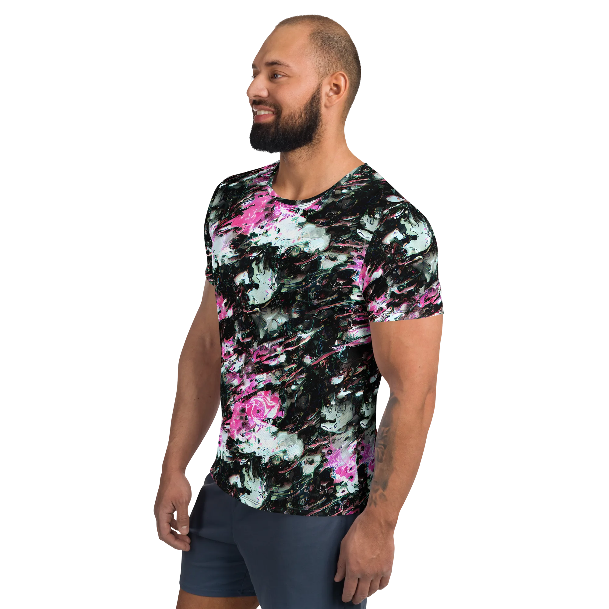 Neon Blackwater on Men's Athletic T-Shirt — Left