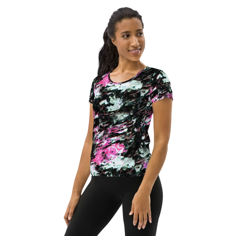 Neon Blackwater on Women's Athletic T-Shirt — Left