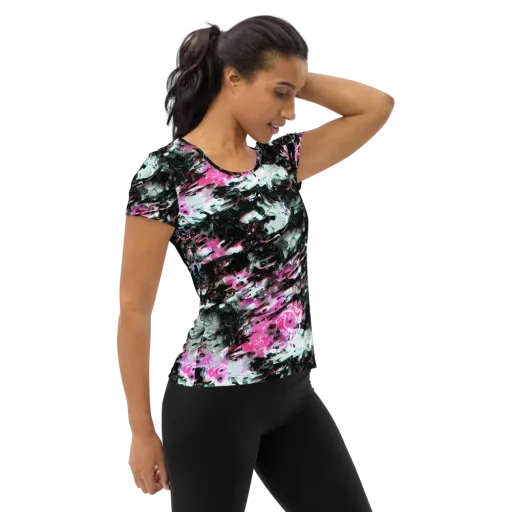 Neon Blackwater on a Women's Athletic T-Shirt