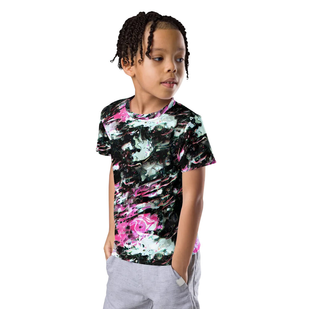 Neon Blackwater on Kids Crew Neck T-Shirt — Left Front