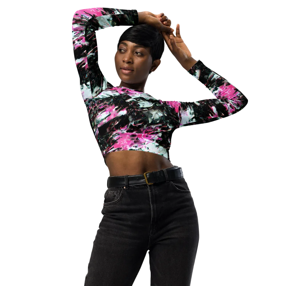 Neon Blackwater on Long Sleeve Crop Top — Front