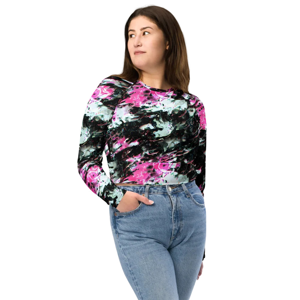 Neon Blackwater on Long Sleeve Crop Top — Front