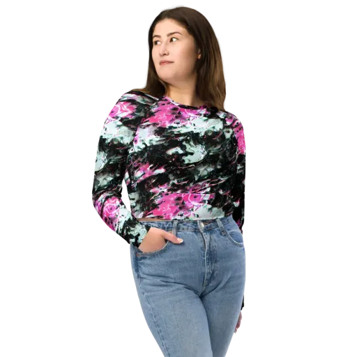 Neon Blackwater on a Long Sleeve Crop Top