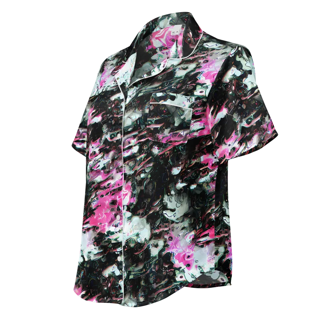 Neon Blackwater on Women's Short Sleeve Pajama Top — Left Front