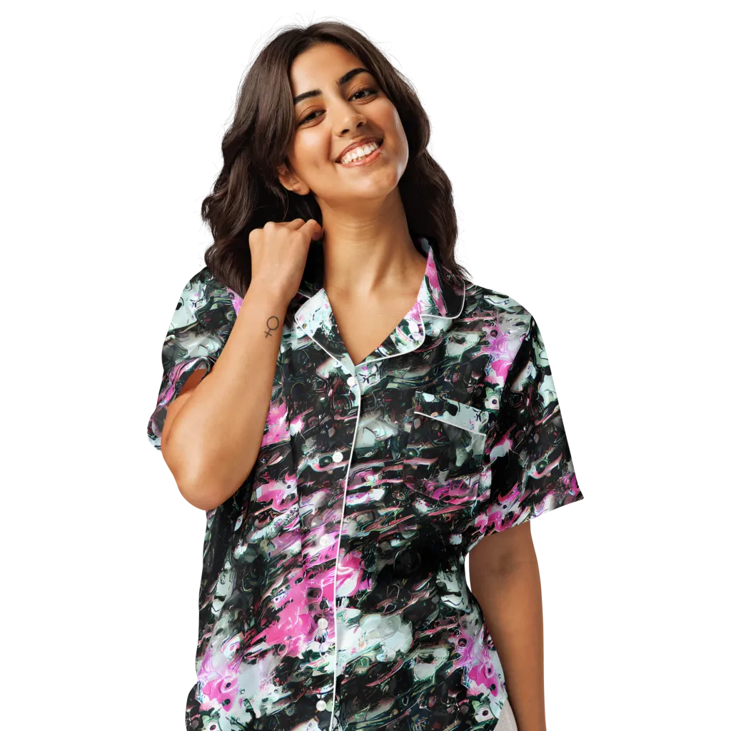 Neon Blackwater on Women's Short Sleeve Pajama Top — Front