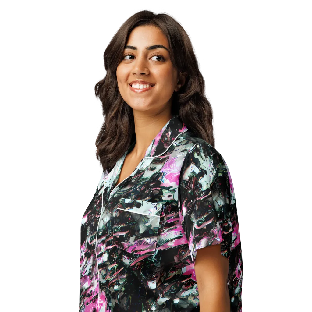 Neon Blackwater on Women's Short Sleeve Pajama Top — Left Front