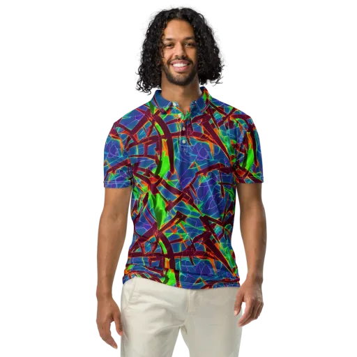 Luminous Crackle on a Men's Slim Fit Polo Shirt