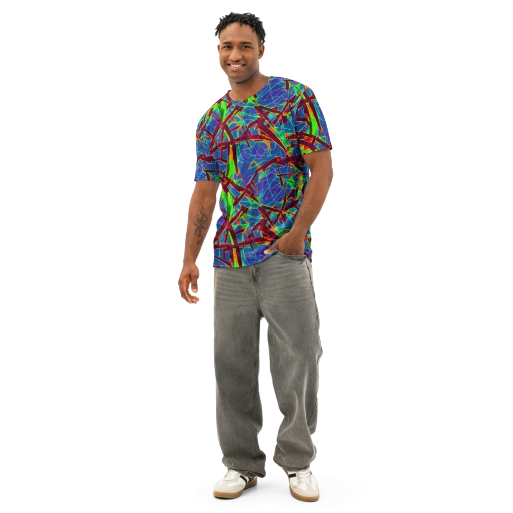 Luminous Crackle on Men's Cotton Crew Neck T-Shirt — Front