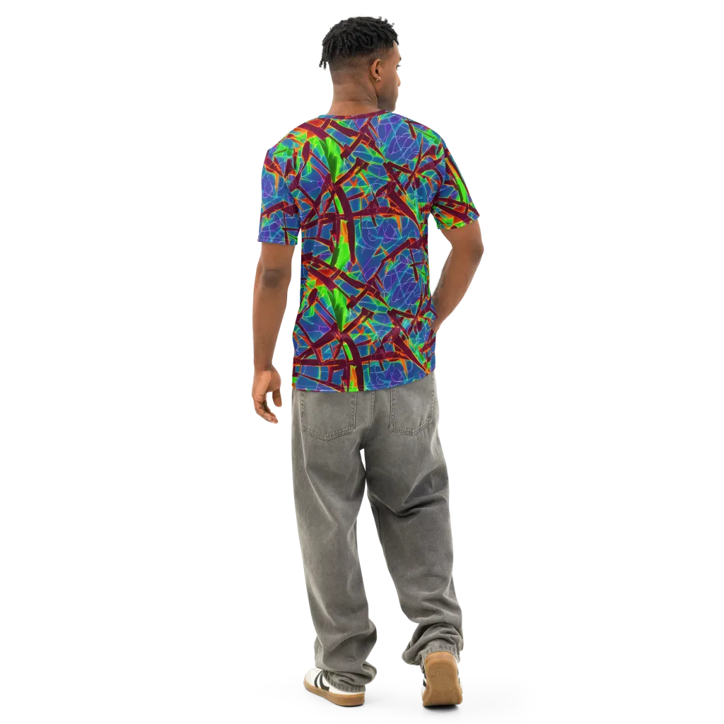 Luminous Crackle on Men's Cotton Crew Neck T-Shirt — Back