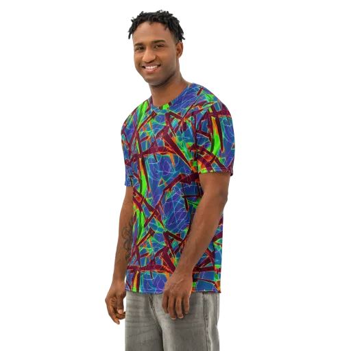 Luminous Crackle on a Men's Cotton Crew Neck T-Shirt