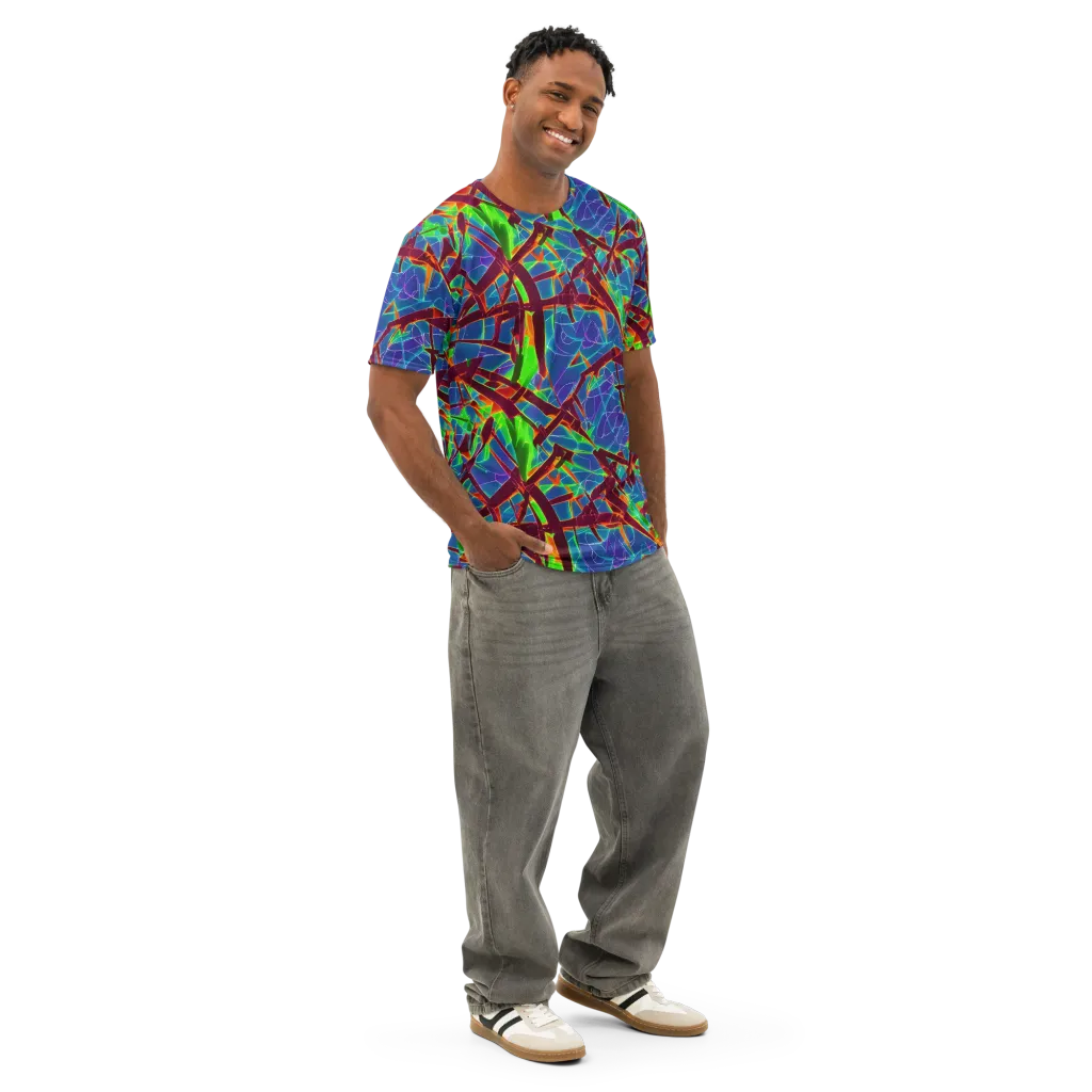 Luminous Crackle on Men's Cotton Crew Neck T-Shirt — Right Front