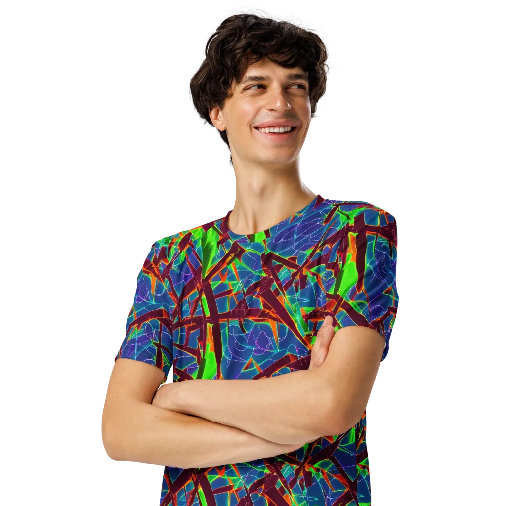 Luminous Crackle on Men's Crew Neck T-Shirt — Left Front