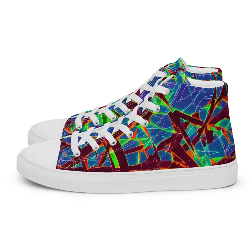 Luminous Crackle on Men's High Top Canvas Shoes — Left