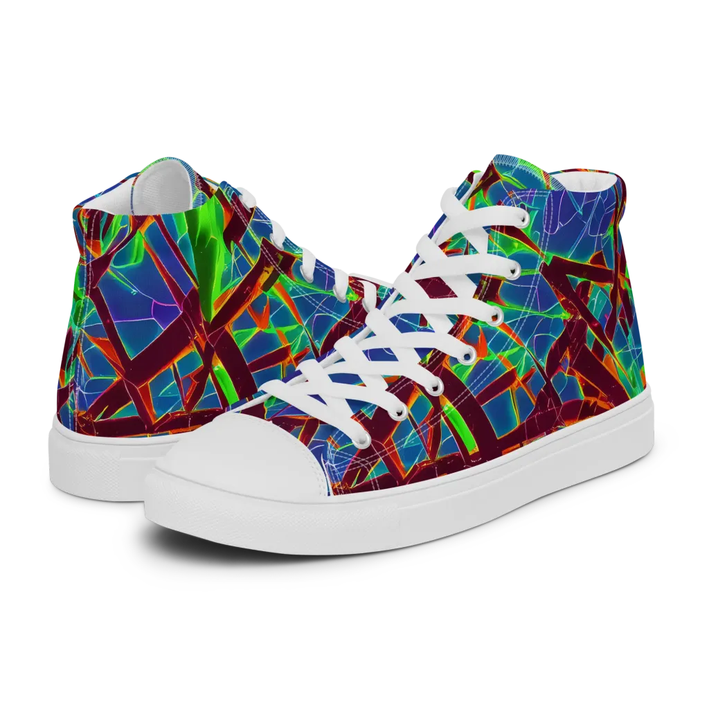 Luminous Crackle on Men's High Top Canvas Shoes — Left