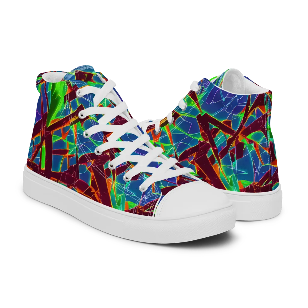 Luminous Crackle on Men's High Top Canvas Shoes — Right
