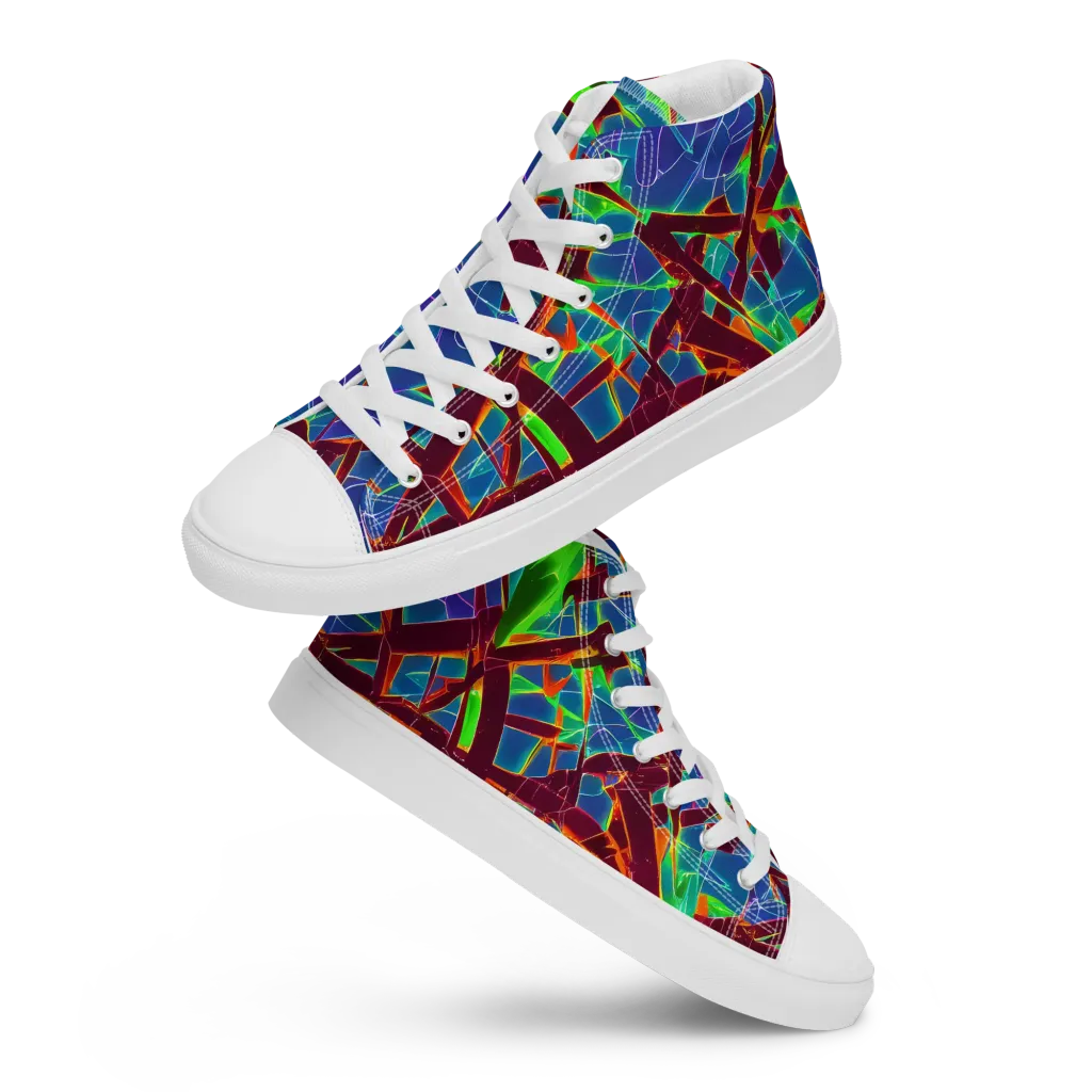 Luminous Crackle on Men's High Top Canvas Shoes — Front