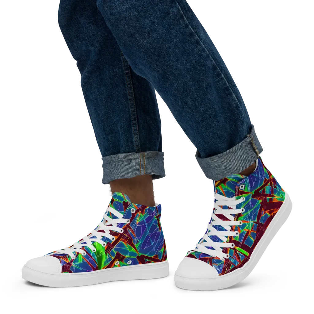 Luminous Crackle on Men's High Top Canvas Shoes — Left
