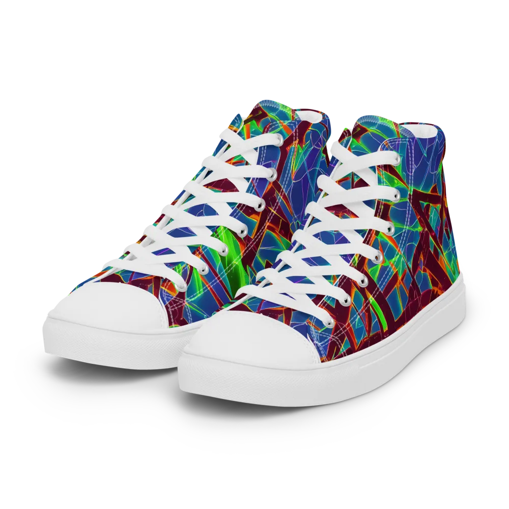 Luminous Crackle on Women's High Top Canvas Shoes — Left Front