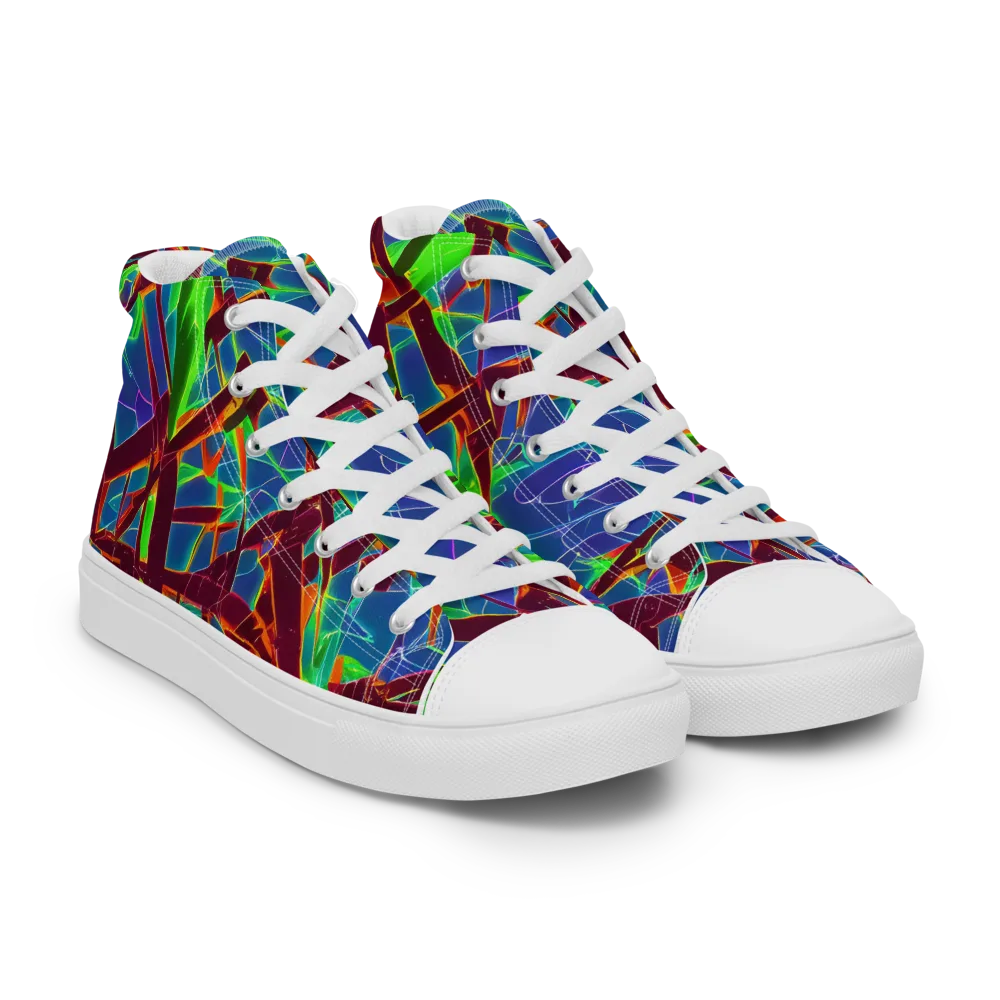 Luminous Crackle on Women's High Top Canvas Shoes — Right Front