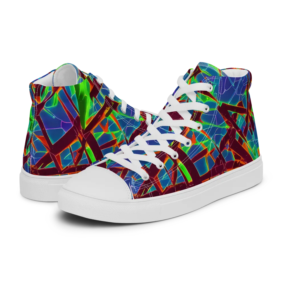 Luminous Crackle on Women's High Top Canvas Shoes — Left