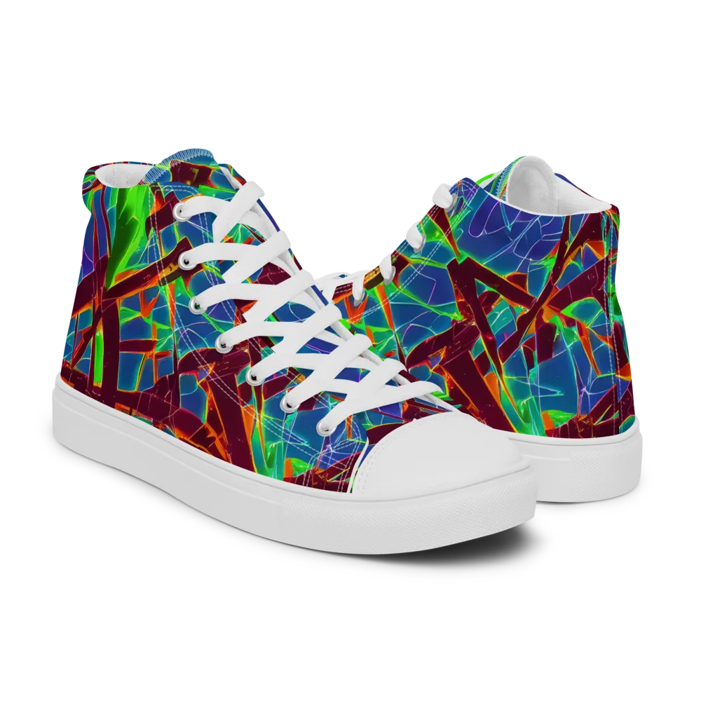 Luminous Crackle on Women's High Top Canvas Shoes — Right