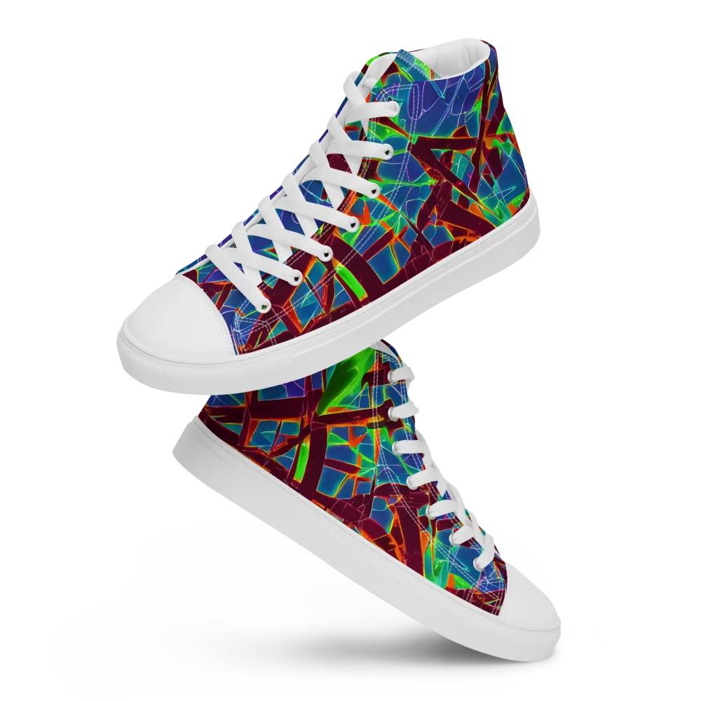Luminous Crackle on Women's High Top Canvas Shoes — Front